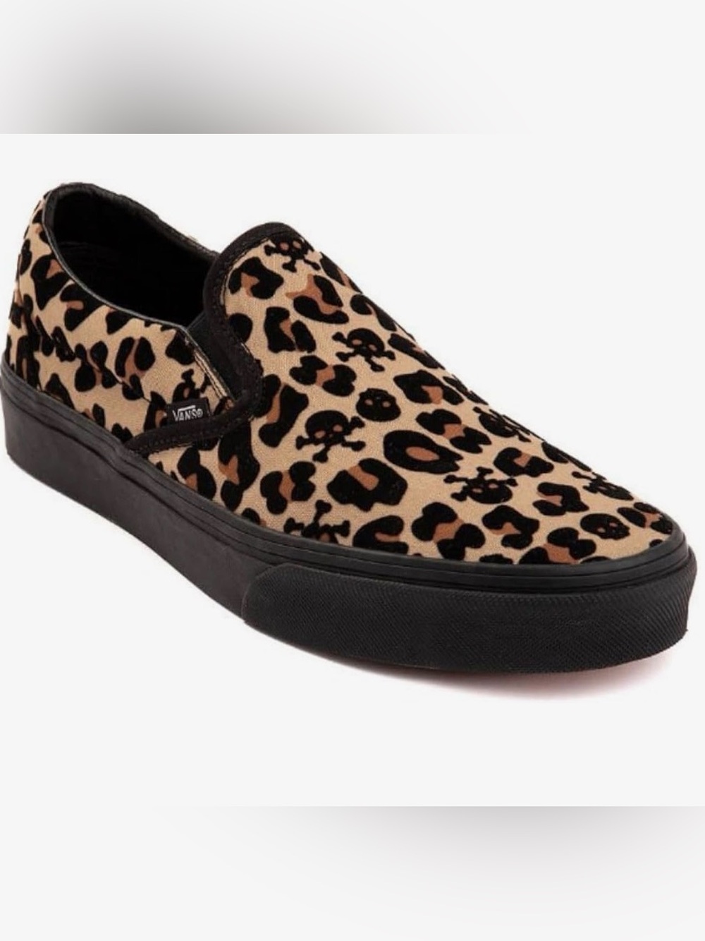 New Vans Unisex Classic Slip On Canvas Skate Shoe - Leopard/Skulls/Black